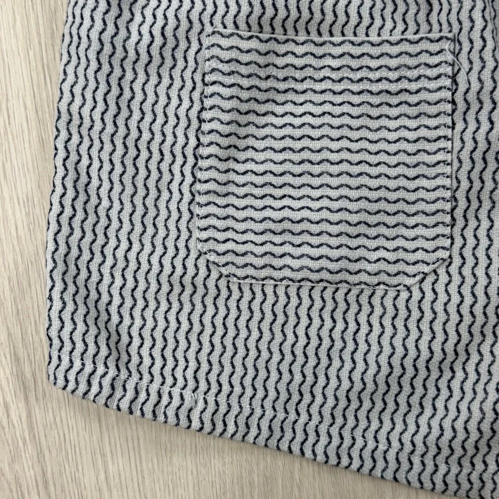Shorts Cali 1850 Women Medium White Navy Stripe Cotton Beach Drawstring Coastal
